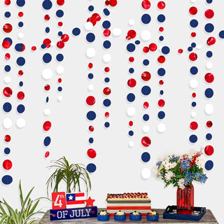 4th of July Circle Dots Garlands in Navy Blue, Red & White (46Ft) 1
