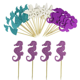 Glitter Mermaid Cupcake Toppers Set (24pcs) 1