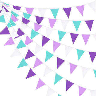  Mermaid Birthday Banner Flag in Purple, Aqua, Blue & White(32Ft) 1