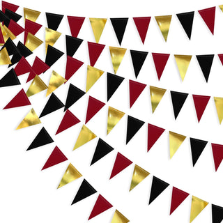 Poker Themed Party Paper Triangle Flag Pennant Banner in Red, Black & Gold(30Ft) 1