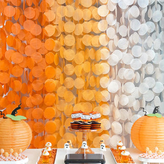 Orange Party Big Circle Dots Paper Garland in Ombre Orange (192Ft) 1