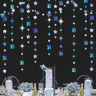  Iridescent 18th Birthday Garland with Circle Dots & Stars (46Ft) 1