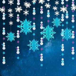 3D Snowflake Garlands Set in Blue, White and Purple (6pcs) 1