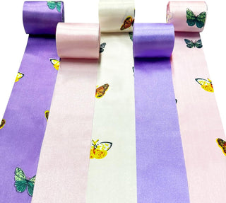 Bridal Shower Satin Ribbon in Purple & Pink with Butterflies (197Ft) 1