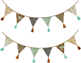  Vintage Floral Fabric Triangle Flags Banner with Tassels (13Ft) 1