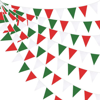 Christmas Decor Fabric Flag Banner in Red, Green & White (32Ft) 1