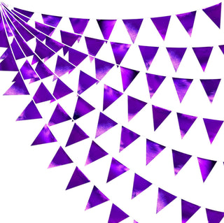  Purple Grad Party Metallic Fabric Triangle Pennant Flag Banner in Dark Purple (32FT) 1