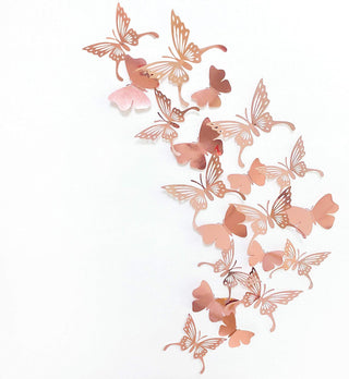 Removable Rose Gold Butterfly 3D Wall Decals Stickers (48Pcs) 1