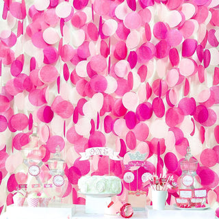 Hot Pink Party Decorations Big Circle Dots Garland for Wedding (205Ft) 1
