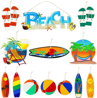 Summer Beach Themed Wooden Ornaments (16Pcs)  Main 