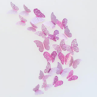 Purple Hollow Paper Butterfly Stickers 3D Wall Decal (36Pcs) 1