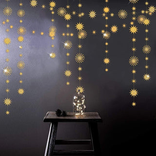 Glitter Gold Sparking Stars Garland (30Ft) 1