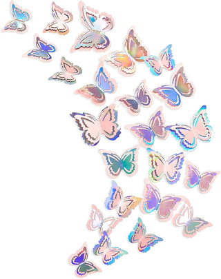 3D Wall Sticker Iridescent Pink Butterfly Removable Decoration (27Pcs) 1