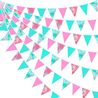 Flamingo Pennant Bunting Flags in Pink and Green 32ft 1