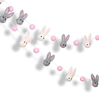 6.56Ft Easter Felt Garland Wool Rabbit Pom Pom Banner 1