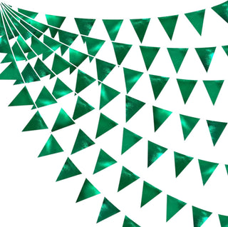 Dark Green Party Metallic Fabric Triangle Flag Bunting Banners (32Ft) 1