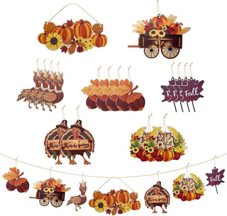  18Pcs Fall Thanksgiving Wood Ornaments Happy Thanksgiving Turkey Cutouts 1