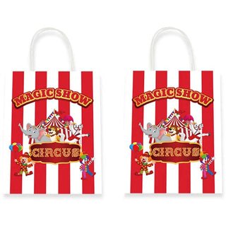 Circus Paper Bags White Red Stripe With Handle 6PCS main 