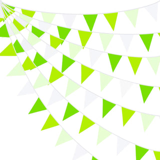 Spring Themed Fabric Flag Banner in Green, Olive Green & White (32Ft) 1