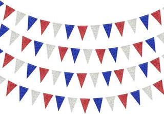 Pennant Bunting Flags in Red, Blue and Silver 40ft 1