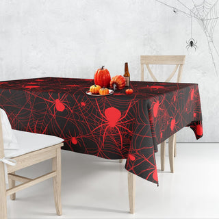 Halloween Spider Tablecloth in Black and Red (54"x108") 1
