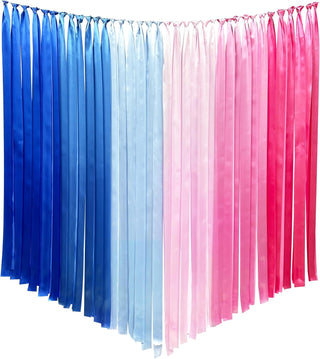 Gender Reveal Party Ombre Pink Blue Satin Ribbon Streamer (197Ft)  1
