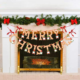 Vintage Merry Christmas Banner with Wooden Letters 2