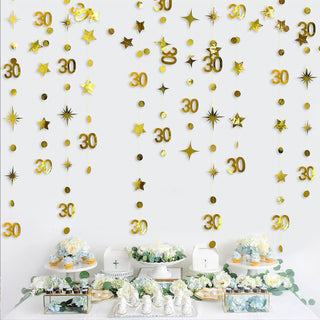 Gold 30th Birthday Decorations Number 30 Circle Dot Twinkle Star Garland 1
