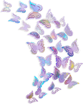 Removable Iridescent Purple Paper Butterfly 3D wall Stickers (27Pcs) 1