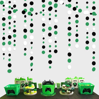Game Party Polka Dots Garlands in Black, Green & White (46Ft) 1
