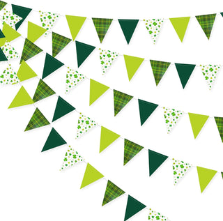 44Ft Spring Party Decorations Green Shamrock Clover Triangle Flag Pennant Banner 1