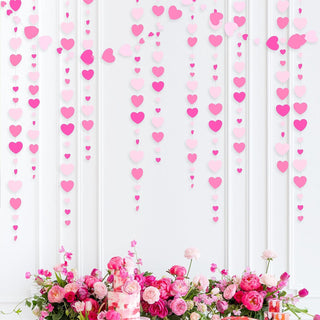 52FT Hot Pink Party Pink White Hanging Paper Heart Garland 1