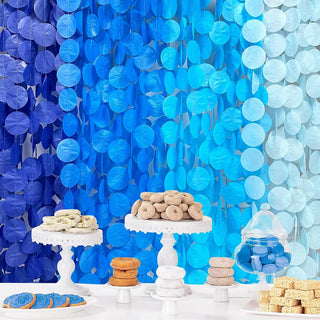 Beach Theme Blue Party Circle Dot Paper Garland in Ombre Blue(205Ft) 1