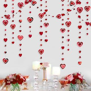 Double Sided Metallic Heart and Star Red Garlands (40Ft) 1