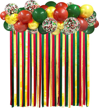 Christmas Balloons and Satin Ribbon Streamers Kit in Red Green Gold (43 pc) main