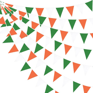 Spring Theme Party Flag Banner in Orange, White & Green(32Ft) 1