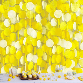 Lemonade Party Big Circle Dots Garland in Yellow & White (205Ft) 1