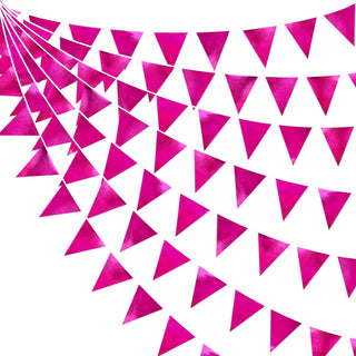 Hot Rose Pink Theme Party Decorations Triangle Pennant Flag Banner (32Ft) 1