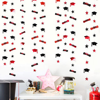 Graduation Hat Garland in Red and Black Graduation Decorations1