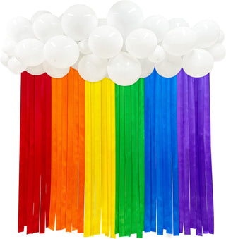 Rainbow Streamers and Cloud White Balloons Backdrop (47 pcs)1