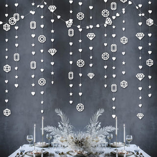 White Diamond & Heart Star Garland for Wedding or Bridal Shower (40Ft) 2