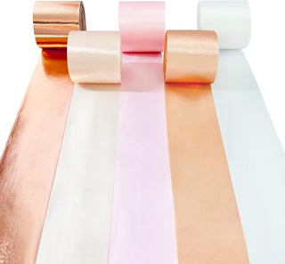 Wedding Satin Ribbon Streamer in Dusty Pink, Rose Gold & White (197Ft) 1