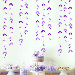 Lavender Party Decorations Leaf Garland in Purple & White (52Ft)  1
