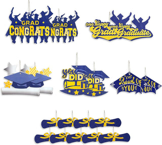 19Pcs Navy Blue and Gold Graduations Decorations Ornaments Grad Congrats 1
