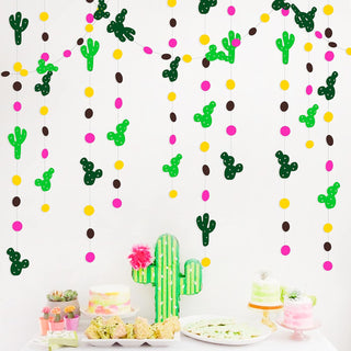 Cactus Garlands with Green, Yellow, Brown and Hot Pink Polka Dot (40Ft)  1