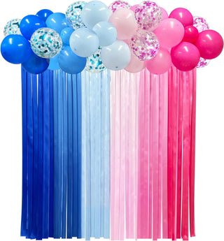 Gender Reveal Blue and Pink Balloons and Ribbons Kit (48 pcs) main