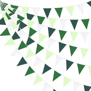Summer Party Triangle Fabric Flag Banner in Gradient Green (32Ft) 1
