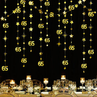 Gold 65th Anniversary Circle Dot Garland with Twinkle Stars (46Ft) 1