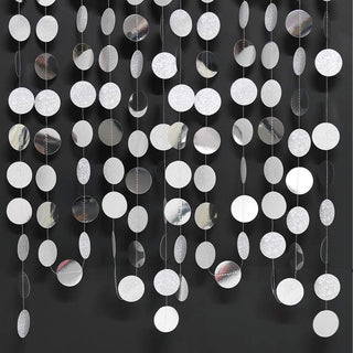 New Year Mirror & Glitter Silver Circle Dots Hanging Garland (52Ft) 1