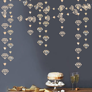 Gold Wedding Gold Diamond and Heart Hanging Garland (52 Ft) 1